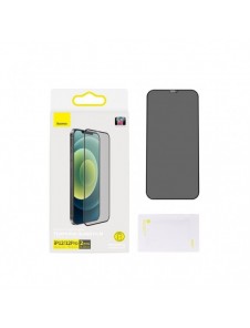 Baseus 2x härdat glas 0,3 mm Anti Spy helskärmsram iPhone 12 Pro / iPhone 12 (SGAPIPH61P-KS01) (fodralvänlig)