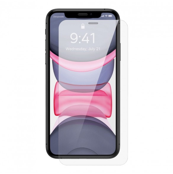 Baseus helskärmshärdat glas för iPhone 11 / XR med högtalarskydd 0,4 mm + monteringssats