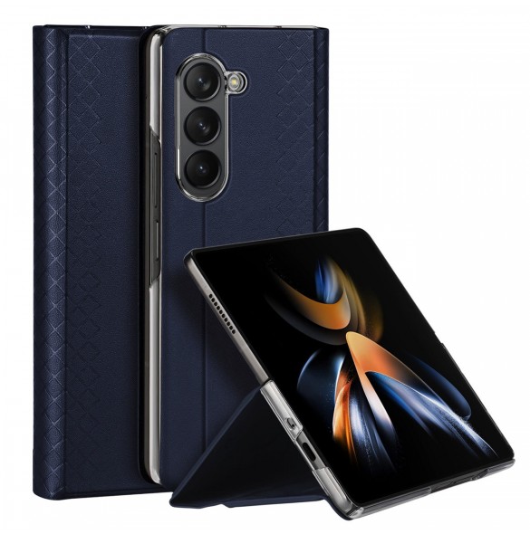 Dux Ducis Bril Läder Flip Wallet-fodral till Samsung Galaxy Z Fold5 5G - Blå