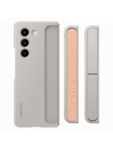Silikonfodral till Samsung Galaxy Z Fold 5 med stativ och rem - beige