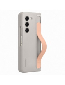 Silikonfodral till Samsung Galaxy Z Fold 5 med stativ och rem - beige