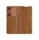 Läderfodral med flip och kameraskydd för Samsung Galaxy Z Fold 5 Nillkin Qin Leather Pro - Brun