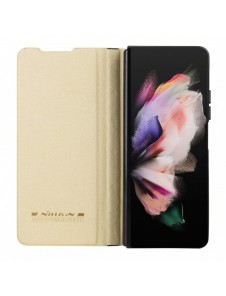 Läderfodral med flip och kameraskydd för Samsung Galaxy Z Fold 5 Nillkin Qin Leather Pro - Guld