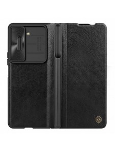 Nillkin Qin Leather Pro Läderfodral med kameraskydd för Samsung Galaxy Z Fold 5 - Svart