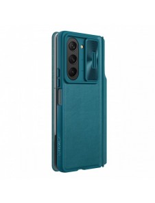 Läderfodral med flip och kameraskydd för Samsung Galaxy Z Fold 5 Nillkin Qin Leather Pro - Grön
