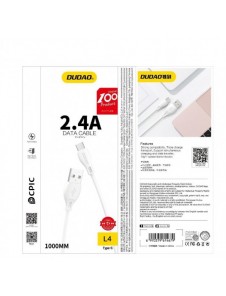 Dudao-kabel USB / Lightning-kabel 2,4A 1m vit (L4L 1m vit)