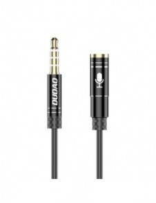 Dudao 4-polig kabel AUX förlängningssladd för hörlurar med mikrofon 3,5 mm minijack svart
