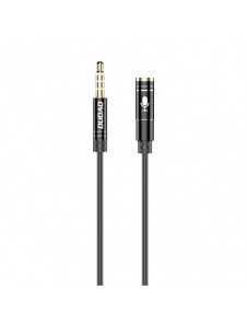 Dudao 4-polig kabel AUX förlängningssladd för hörlurar med mikrofon 3,5 mm minijack svart