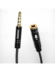 Dudao 4-polig kabel AUX förlängningssladd för hörlurar med mikrofon 3,5 mm minijack svart