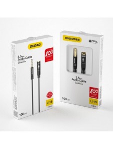Dudao 4-polig kabel AUX förlängningssladd för hörlurar med mikrofon 3,5 mm minijack svart