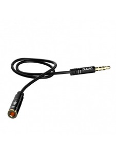 Dudao 4-polig kabel AUX förlängningssladd för hörlurar med mikrofon 3,5 mm minijack svart