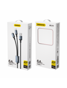 Dudao 2in1 USB-kabel för laddning USB-A - USB-C / Lightning 6A 1,2m svart (TGL2)