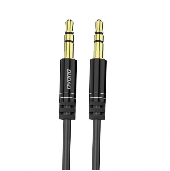 Dudao lång sträckbar kabel AUX minijack 3,5 mm fjäder ~ 150 cm svart (L12 svart)