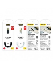 Dudao lång töjbar kabel AUX minijack 3,5 mm fjäder 150 cm vit (L12 vit)