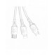 USB-kabel - USB C / micro USB / Lightning 480Mb/s 6A 1,2m - vit