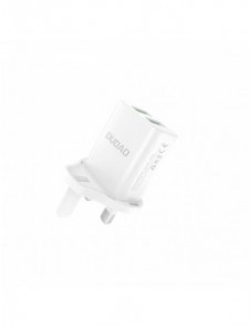 Dudao väggladdare med UK-kontakt (Storbritannien) 2xUSB-A 2.4A vit