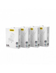Dudao väggladdare UK-kontakt (Storbritannien) 2xUSB-A 2.4A vit + USB-A-kabel - Blixtvit