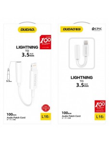 Dudao ljudadapter hörlursadapter från Lightning till 3,5 mm minijack vit (L16i vit)