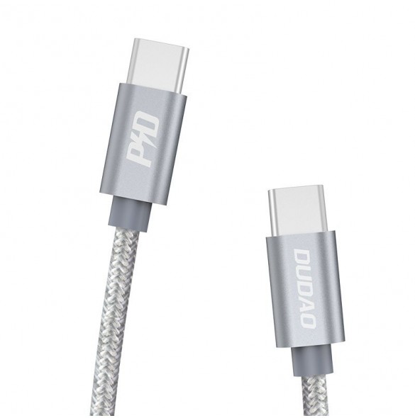 Dudao-kabel USB Typ C - USB Typ C 5 A 45 W 1 m Strömförsörjning Snabbladdning grå (L5ProC)