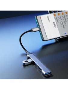 Dudao HUB 4in1 USB-C - 4x USB-A (3 x USB2.0 / USB3.0) 6,3 cm svart (A16T)