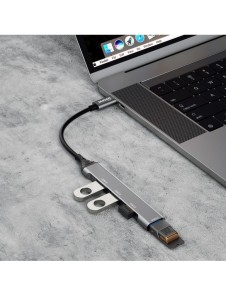 Dudao HUB 4in1 USB-C - 4x USB-A (3 x USB2.0 / USB3.0) 6,3 cm svart (A16T)