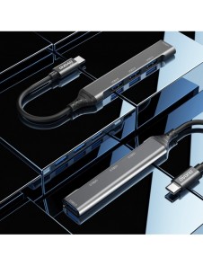 Dudao HUB 4in1 USB-C - 4x USB-A (3 x USB2.0 / USB3.0) 6,3 cm svart (A16T)