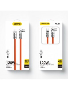 Vinklad kabel USB C - USB C 120W 1m rotation 180° Dudao - orange