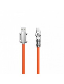 Vinklad kabel USB - USB C 120W rotation 180Â° Dudao 120W 1m - orange