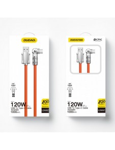 Vinklad kabel USB - USB C 120W rotation 180Â° Dudao 120W 1m - orange