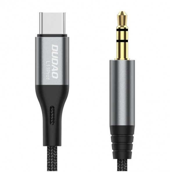 Dudao ljudkabel USB-C - miniuttag 3,5 mm 1m grå (L11PROT)