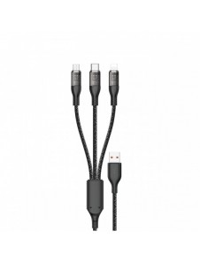 Snabbladdningskabel 120W 1m 3in1 USB - USB-C / microUSB / Lightning Dudao L22X - silver
