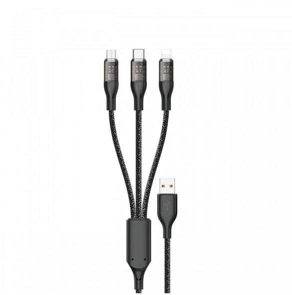 Snabbladdningskabel 120W 1m 3in1 USB - USB-C / microUSB / Lightning Dudao L22X - silver