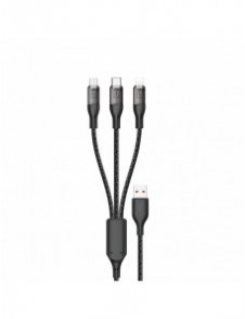 Snabbladdningskabel 120W 1m 3in1 USB - USB-C / microUSB / Lightning Dudao L22X - silver