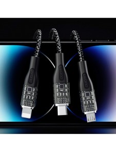 Snabbladdningskabel 120W 1m 3in1 USB - USB-C / microUSB / Lightning Dudao L22X - silver