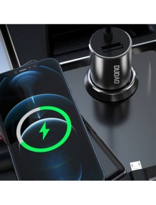 Dudao 3in1 USB billaddare 3,4 A inbyggd kabel Lightning / USB Typ C / micro USB svart (R5ProN svart)