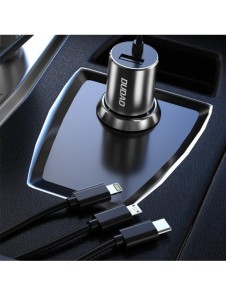 Dudao 3in1 USB billaddare 3,4 A inbyggd kabel Lightning / USB Typ C / micro USB svart (R5ProN svart)