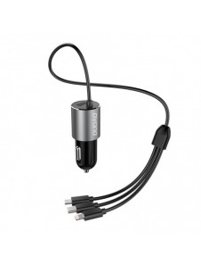 Dudao 3in1 USB billaddare 3,4 A inbyggd kabel Lightning / USB Typ C / micro USB svart (R5ProN svart)