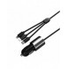 Dudao 3in1 USB billaddare 3,4 A inbyggd kabel Lightning / USB Typ C / micro USB svart (R5ProN svart)