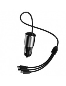 Dudao 3in1 USB billaddare 3,4 A inbyggd kabel Lightning / USB Typ C / micro USB svart (R5ProN svart)