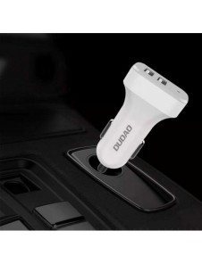Dudao bilsatsladdare 2x USB 2.4A + kabel USB 3in1 Lightning / Typ C / micro USB-kabel vit (R7 vit)