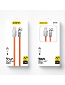 Vinklad kabel USB-A - Lightning 30W 1m rotation 180° Dudao - orange