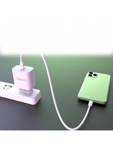 Dudao fast EU USB Type C Power Delivery 18W laddare + kabel USB Type C / Lightning-kabel 1m vit (A8EU + PD-kabel vit)