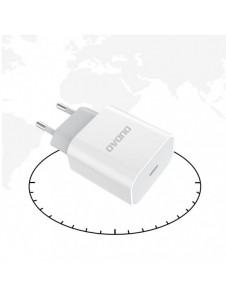 Dudao fast EU USB Type C Power Delivery 18W laddare + kabel USB Type C / Lightning-kabel 1m vit (A8EU + PD-kabel vit)