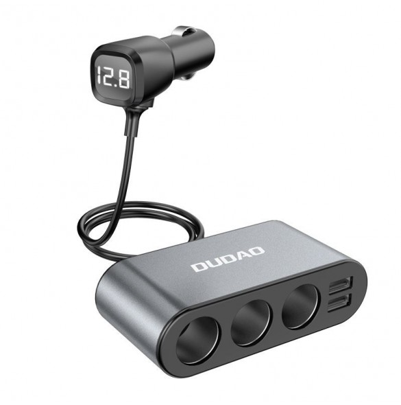 Dudao billaddare 2x USB / 3x cigarettändare splitter svart (R1Pro svart)