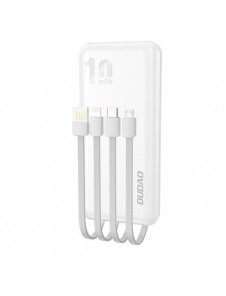 Dudao K6Pro Universal 10000mAh Power Bank med USB-kabel, USB Typ C, Blixtvit (K6Pro-vit)