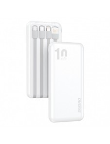 Dudao K6Pro Universal 10000mAh Power Bank med USB-kabel, USB Typ C, Blixtvit (K6Pro-vit)