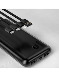 Dudao K6Pro Universal 10000mAh Power Bank med USB-kabel, USB Typ C, Blixtvit (K6Pro-vit)