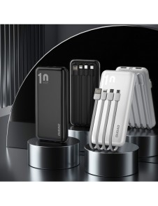 Dudao K6Pro Universal 10000mAh Power Bank med USB-kabel, USB Typ C, Blixtsvart (K6Pro-svart)