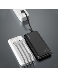 Dudao K6Pro Universal 10000mAh Power Bank med USB-kabel, USB Typ C, Blixtsvart (K6Pro-svart)