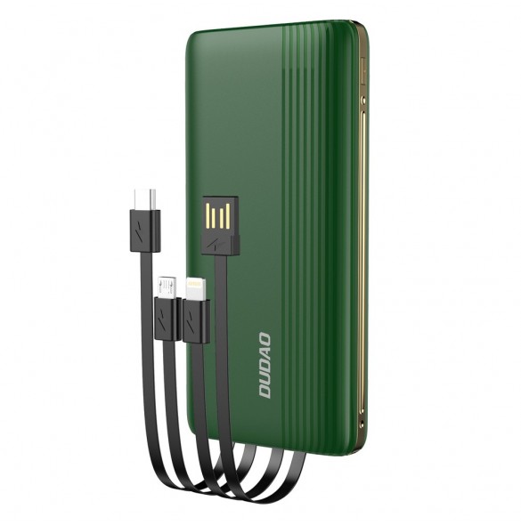 Dudao K4Pro powerbank med inbyggda kablar 10000mAh LED display grön